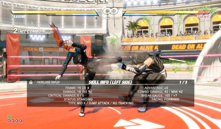 Dead Or Alive 6 training Kasumi Hayate jeu de combat baston vs fighting Koch Media Koei Tecmo Ninja Team PS4 Xbox One Steam
