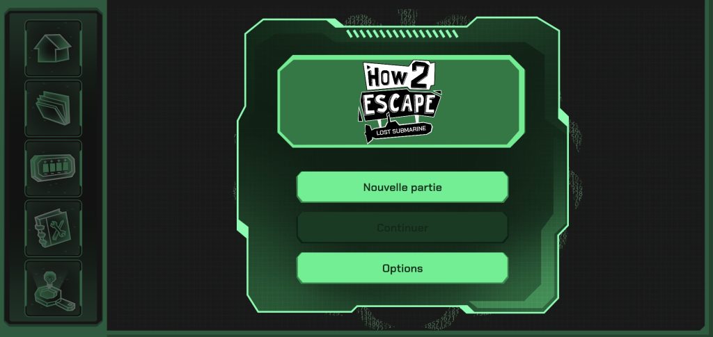 How 2 Escape : Lost Submarine - menu compagnon